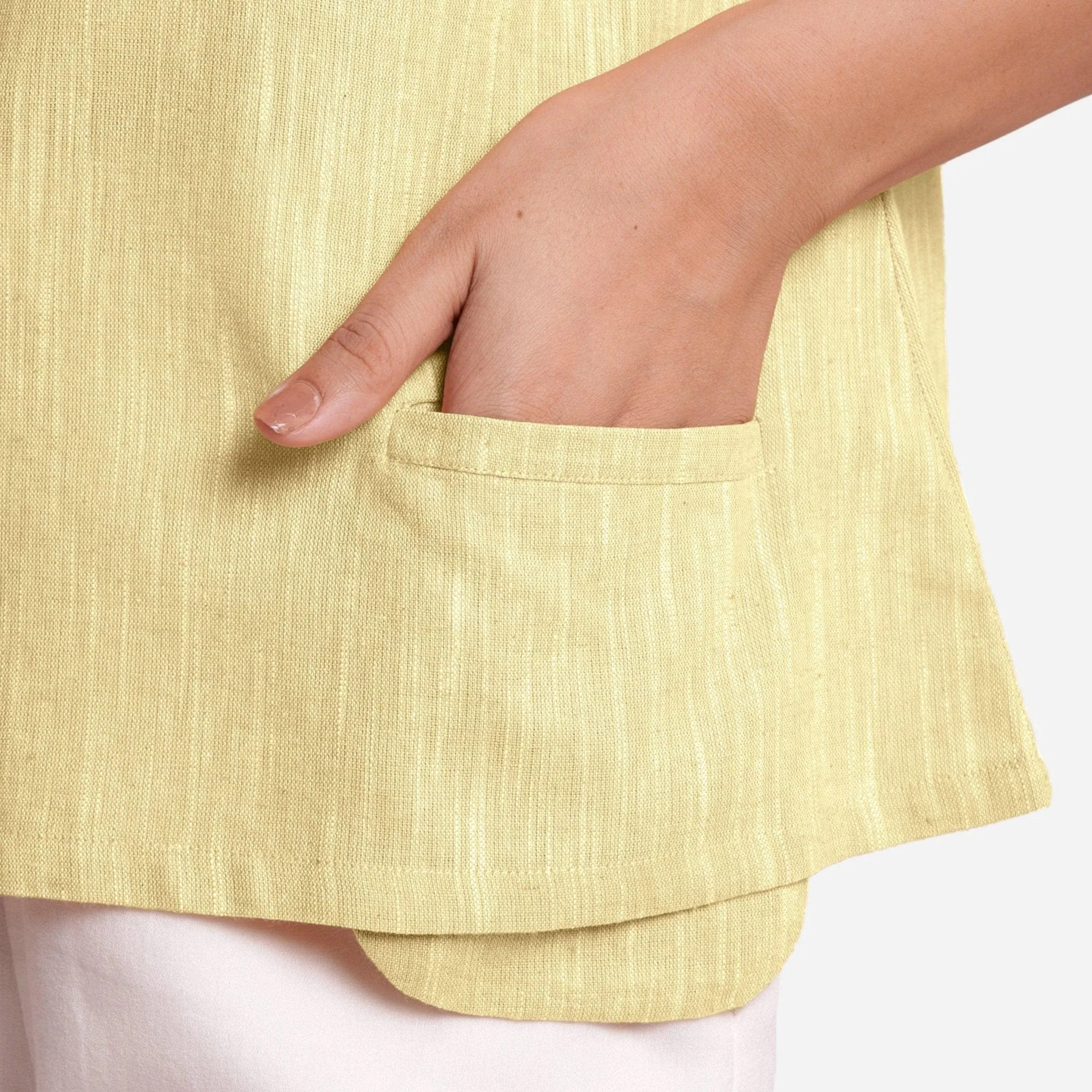 100% Cotton Boat Neck A-Line Lemon Yellow Top