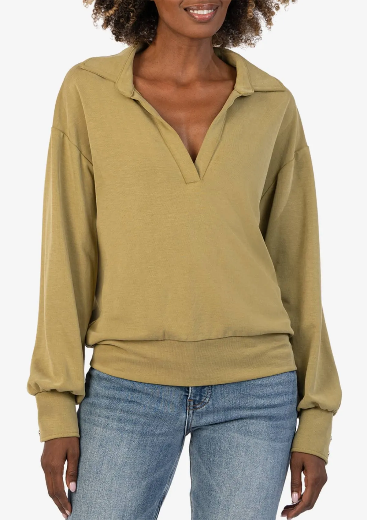 Audrina Long Sleeve Half Placket