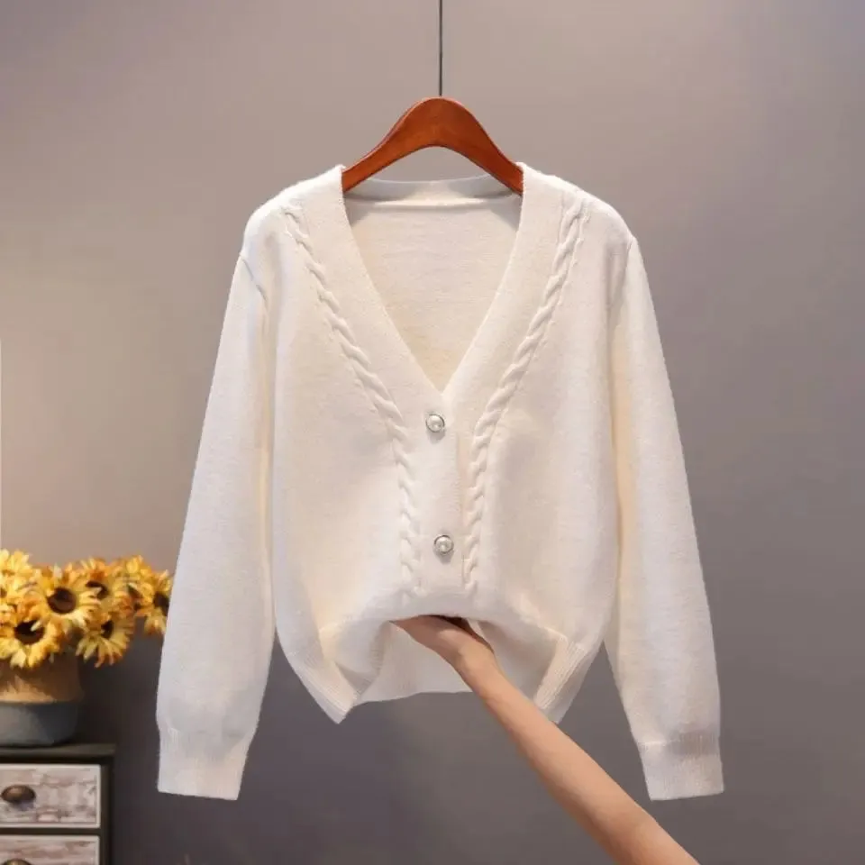 Beautiful V-neck Loose Knitwear Sweaters - Ailime Designs