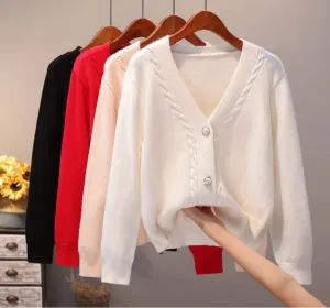 Beautiful V-neck Loose Knitwear Sweaters - Ailime Designs