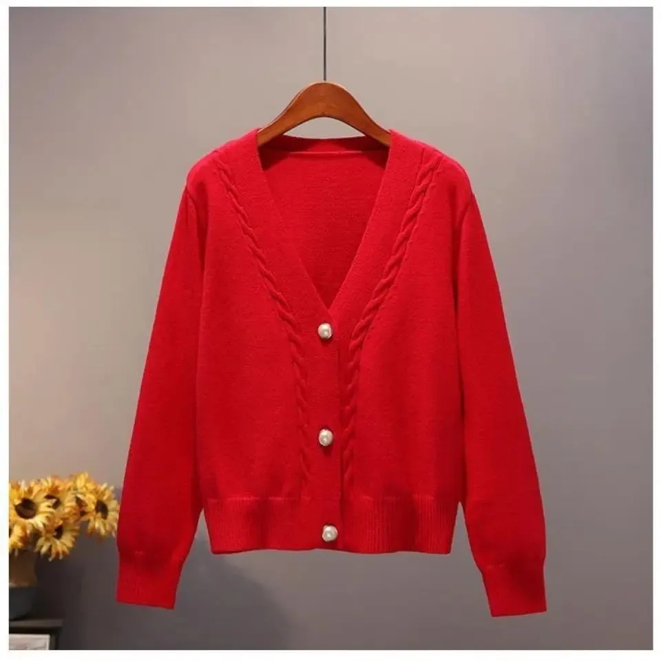 Beautiful V-neck Loose Knitwear Sweaters - Ailime Designs