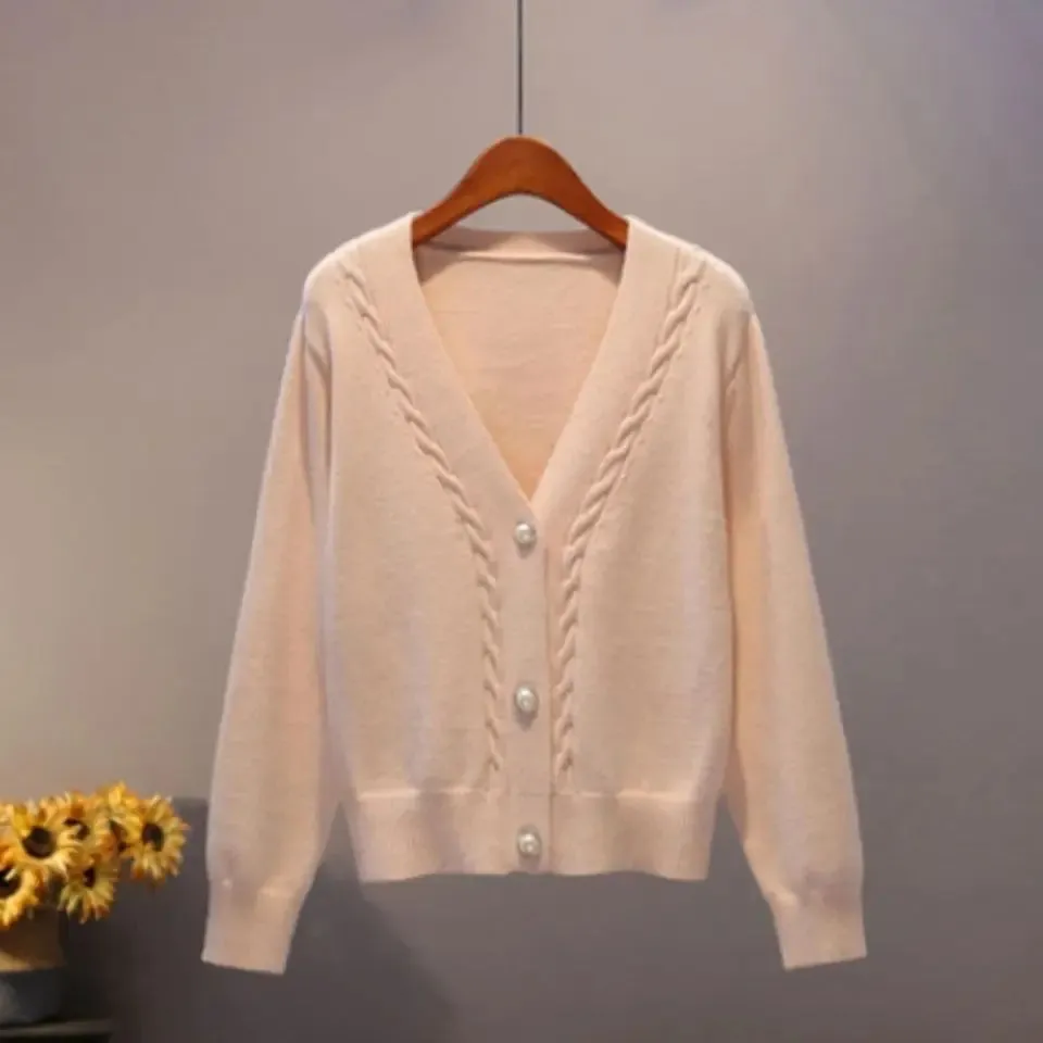 Beautiful V-neck Loose Knitwear Sweaters - Ailime Designs