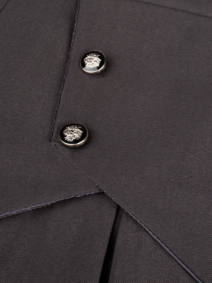 Blue Badge Shirt with Tie   Gray Vest   Skirt 3-Piece Set