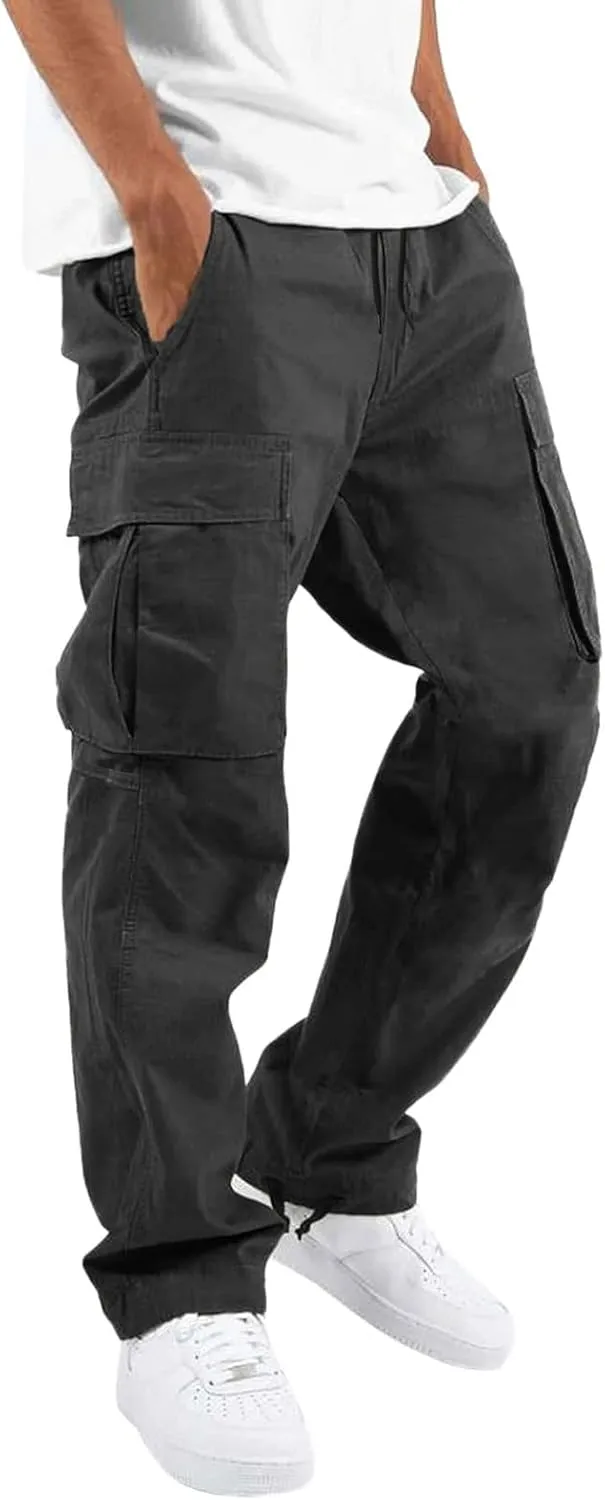 Cargo Trousers for Men Pants Hip Hop Letter Printed Street Hip Hop Jogging Sweatpants Casual Elastic Waist Trousers