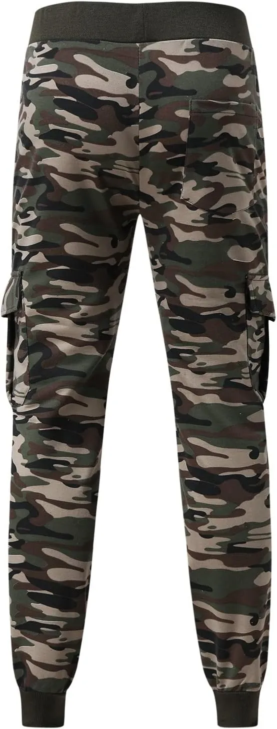 Cargo Trousers for Men Work Pants Multi Pocket Outdoor Trousers Heavyweight Fleece Cargo Sweatpants for Men Elastic