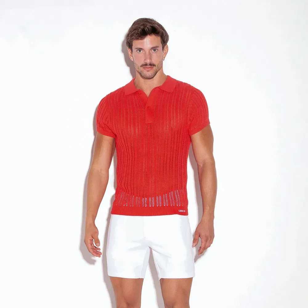 Code 22 knit polo shirt 7003 coral red