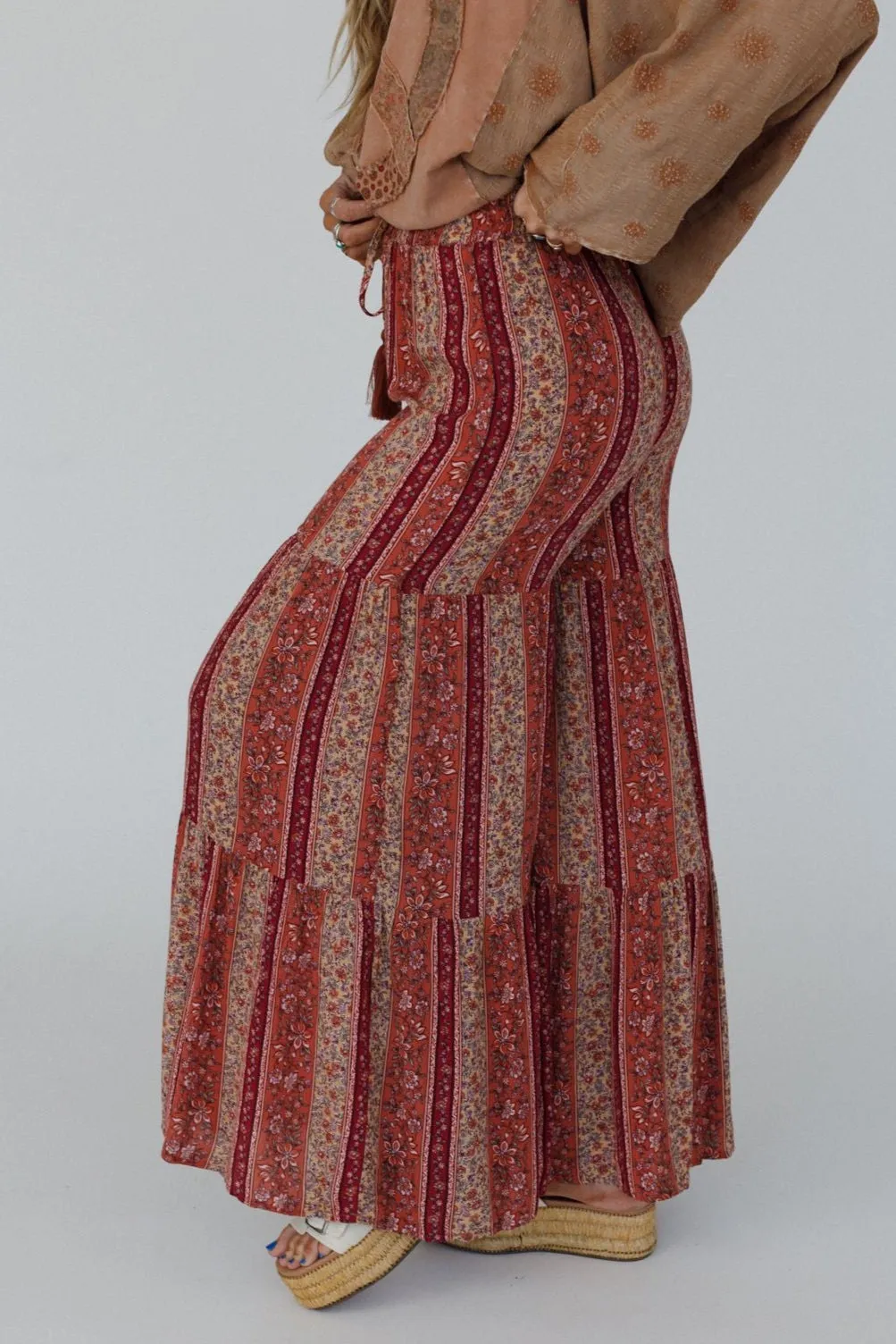 Colter Floral Wide Leg Pant - Berry