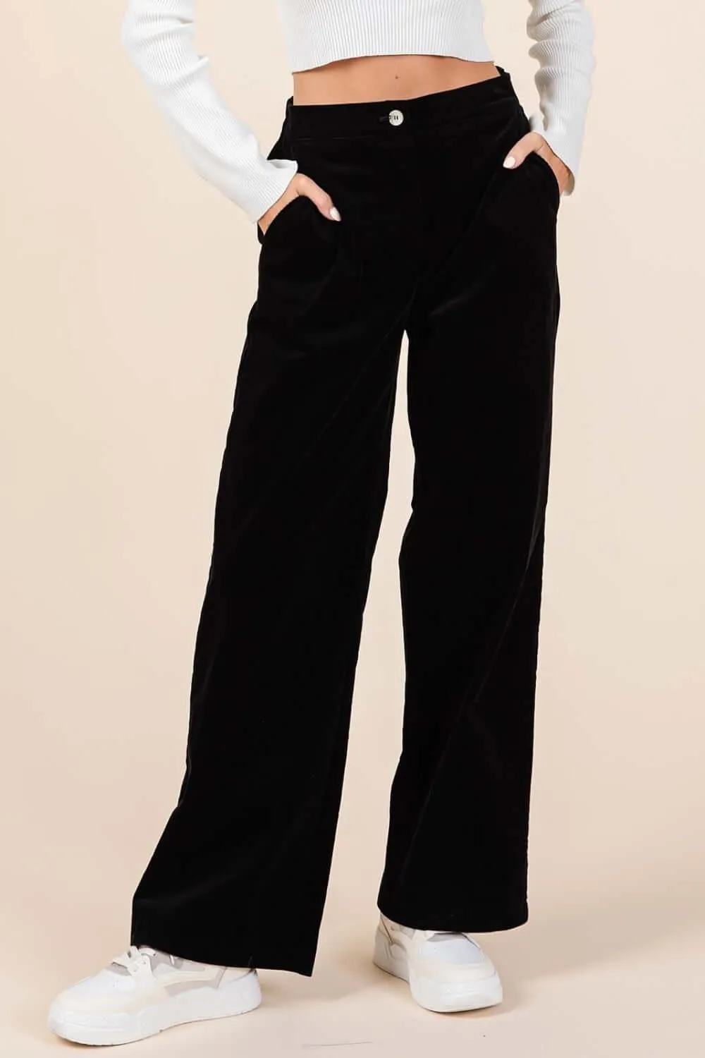 Corduroy Back Elastic Waist Pants – Comfortable & Stylish
