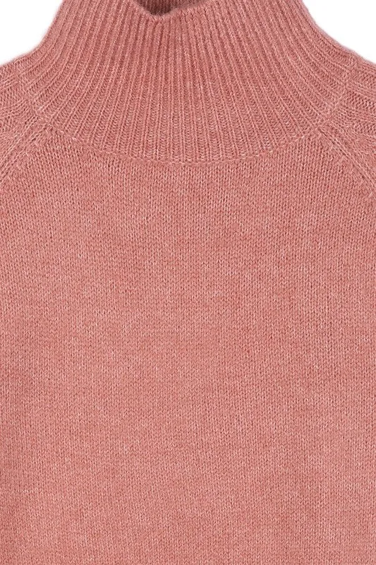Cropped Mock Neck Ribbed Sweater (Options)