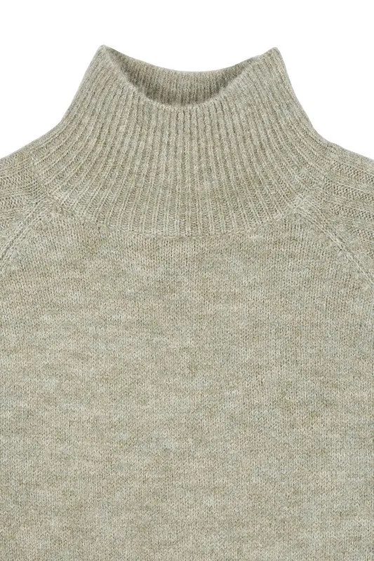 Cropped Mock Neck Ribbed Sweater (Options)