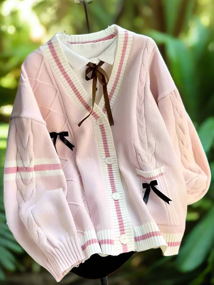 Cutie Women's Ribbon Bow Design Cardigans - Ailime Designs