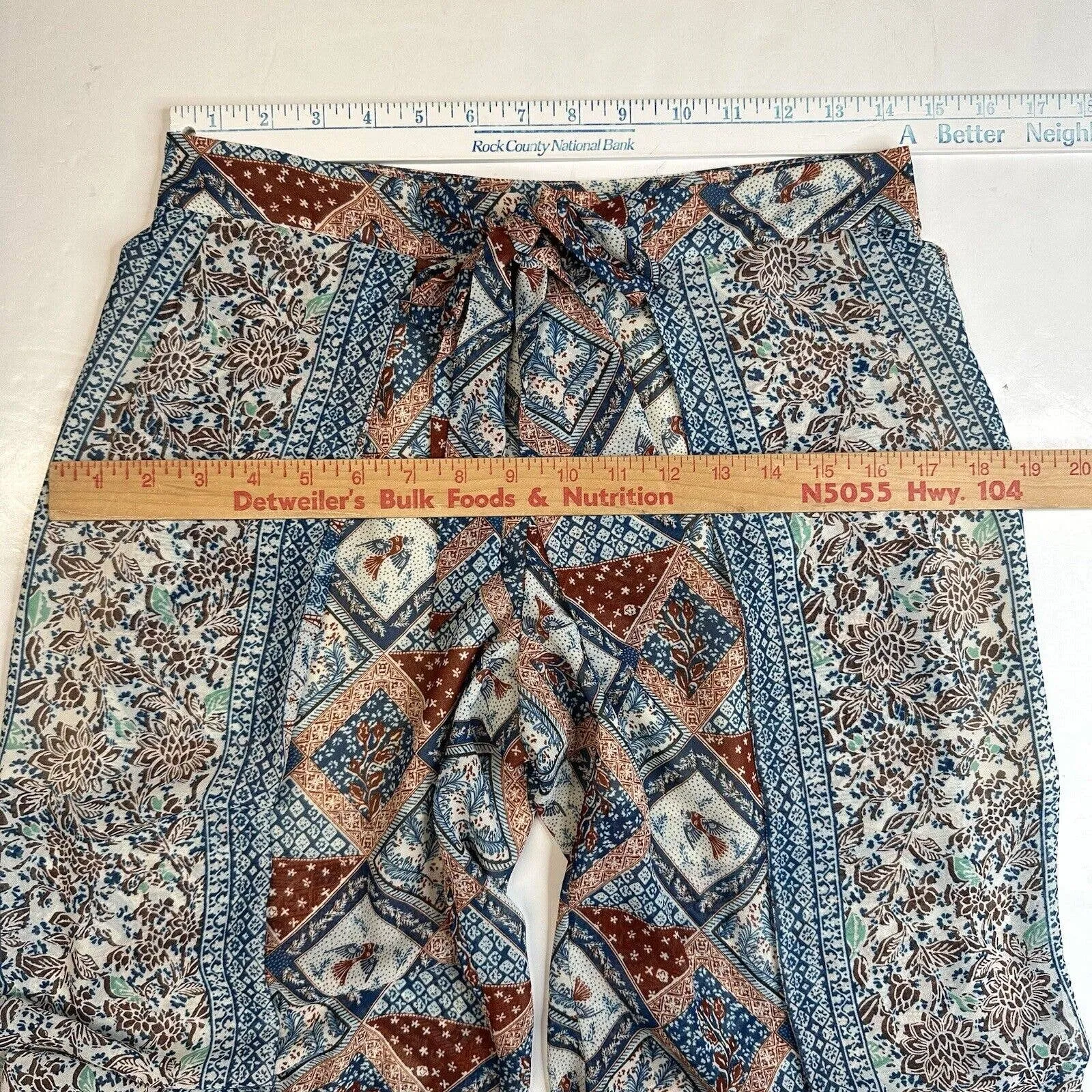 Elevenses Wide Leg Pants Sz 0 Seaflower Pattern Sheer Flowy Boho Anthropologie