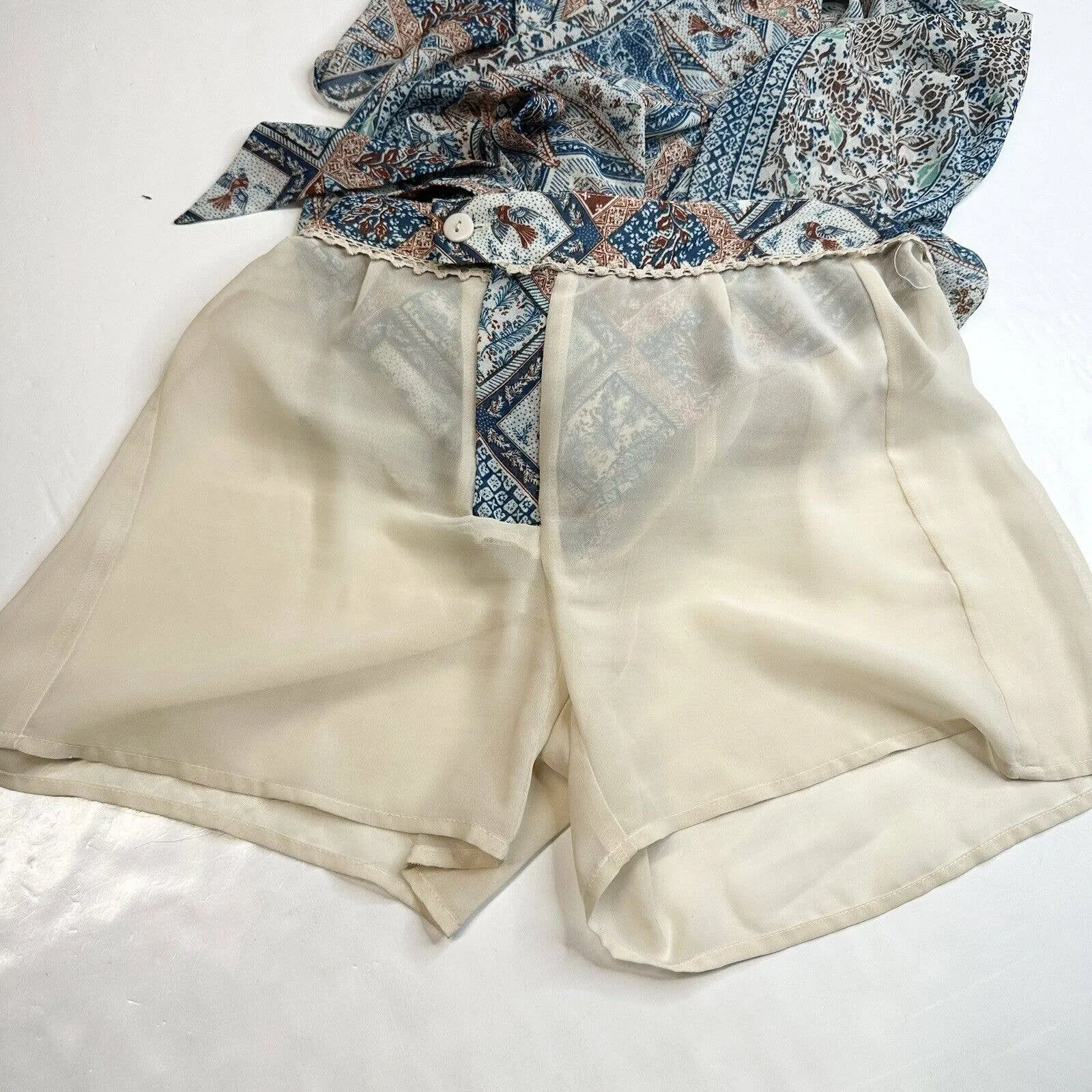 Elevenses Wide Leg Pants Sz 0 Seaflower Pattern Sheer Flowy Boho Anthropologie