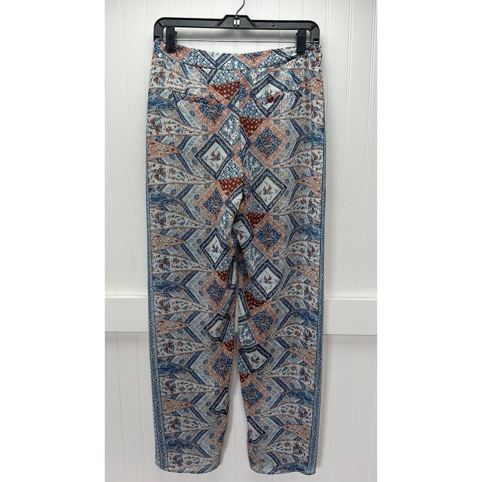Elevenses Wide Leg Pants Sz 0 Seaflower Pattern Sheer Flowy Boho Anthropologie