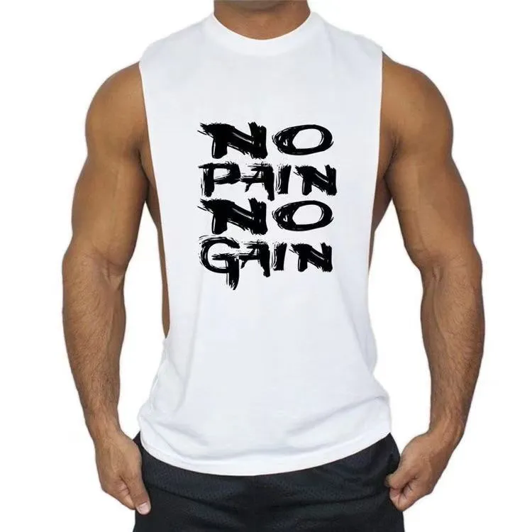 Fashion NO PAIN NO GAIN Printed Fitness Tank Tops