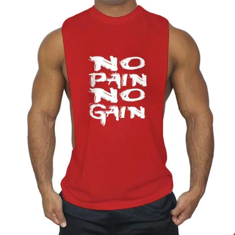 Fashion NO PAIN NO GAIN Printed Fitness Tank Tops
