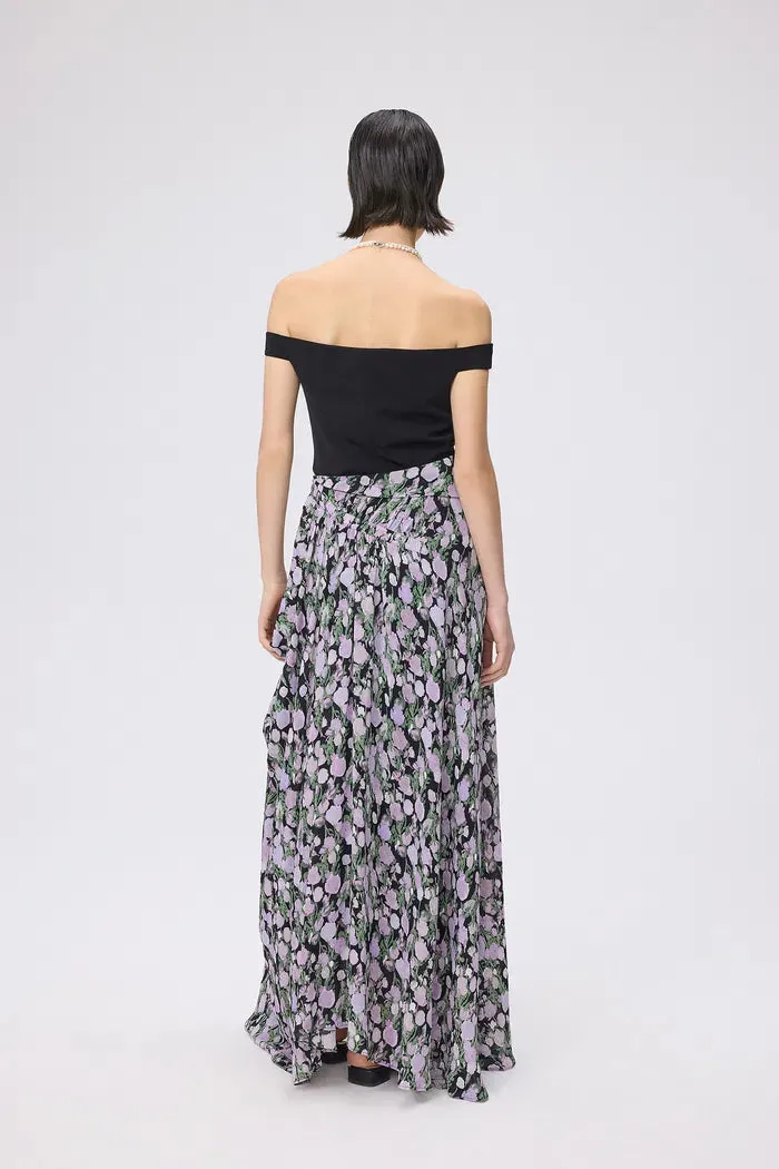Frances Asymmetrical Long Skirt in Viscose