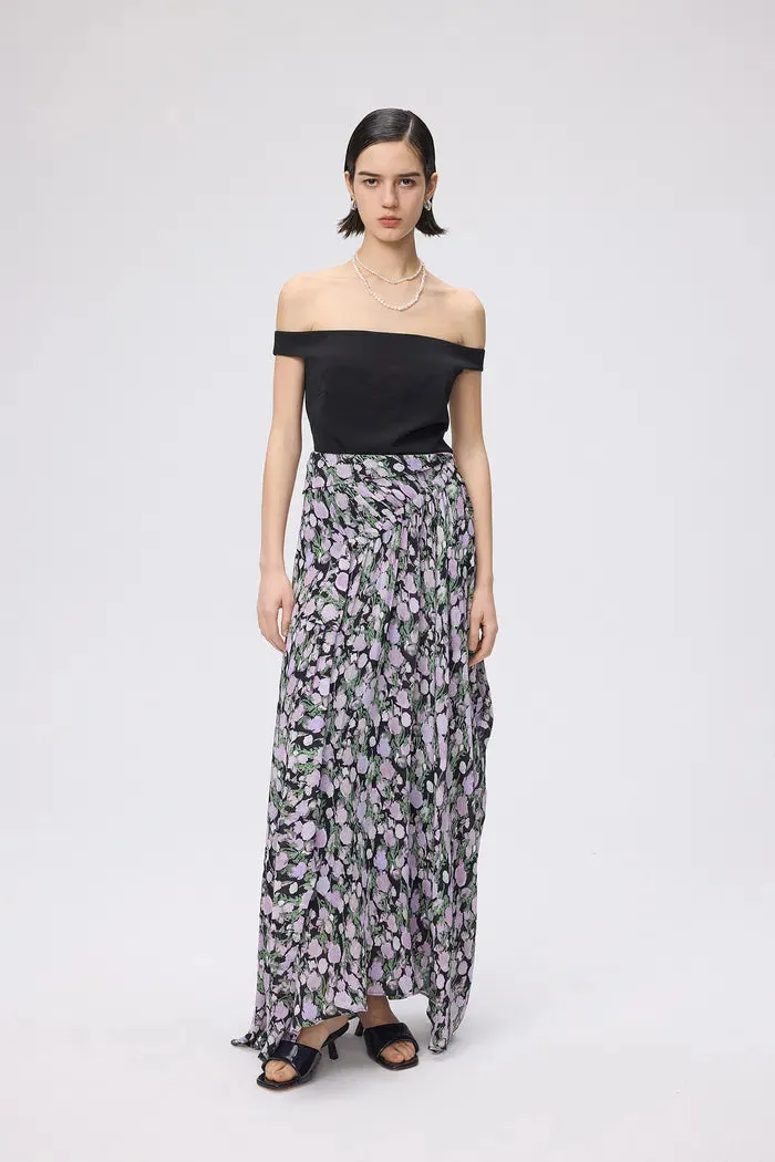 Frances Asymmetrical Long Skirt in Viscose