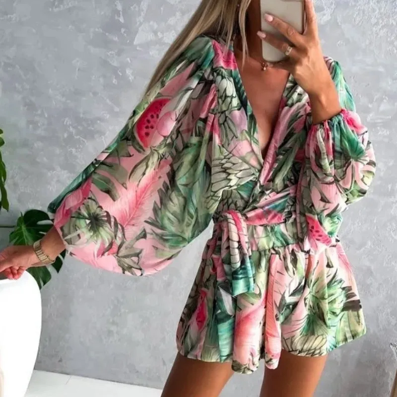 Fresh Summer Vibes Deep V-Neck Romper For Women