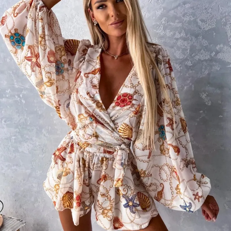 Fresh Summer Vibes Deep V-Neck Romper For Women