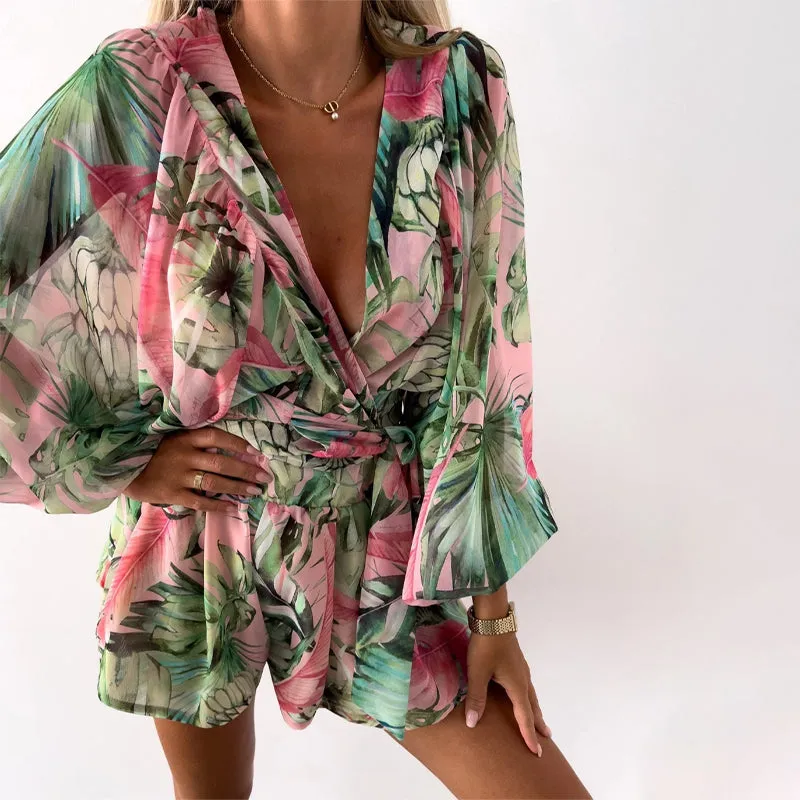 Fresh Summer Vibes Deep V-Neck Romper For Women