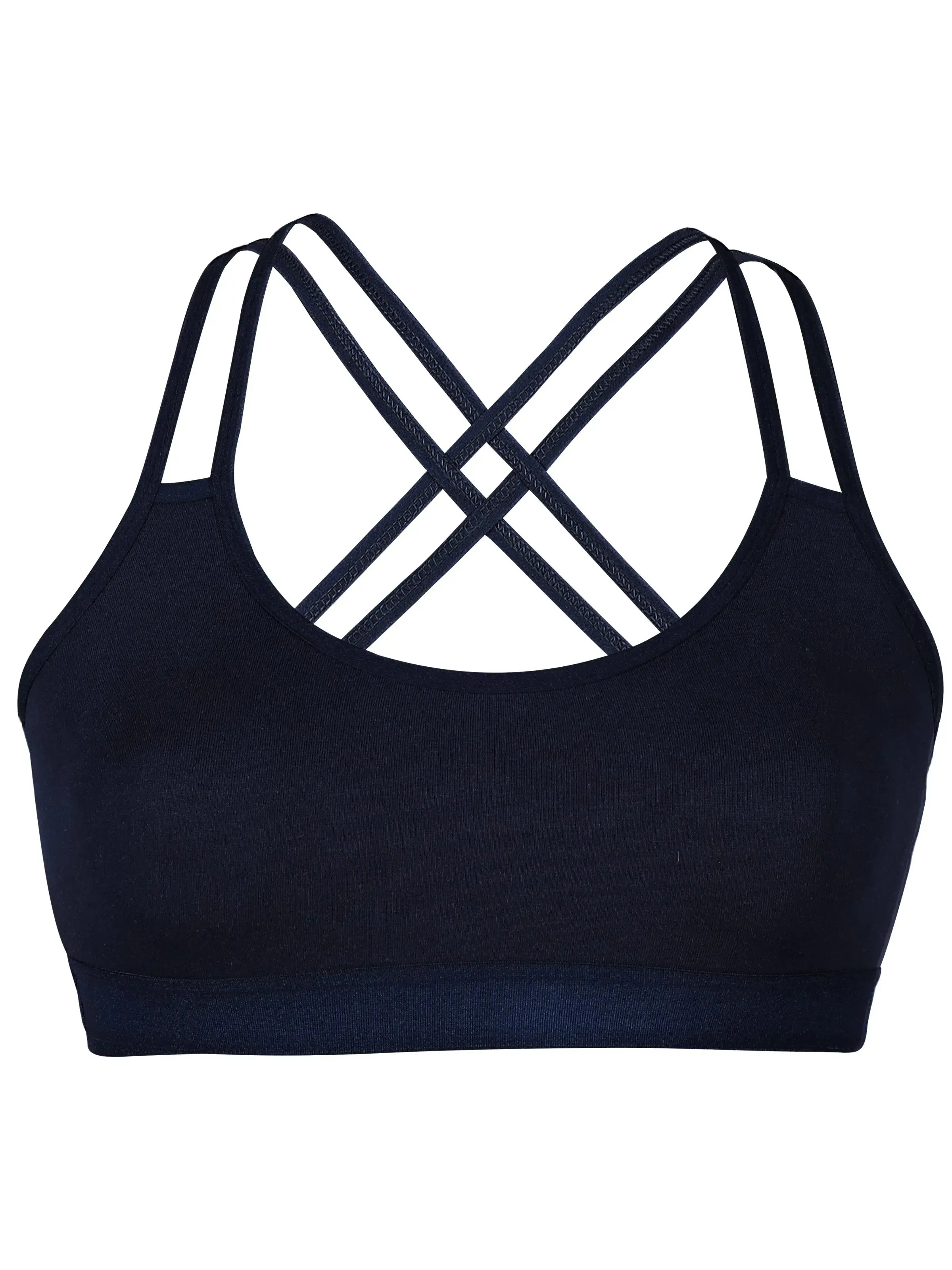 Full Coverage Maroon and Navy Blue Cotton Sports Bra with Criss Cross Back, Removable Pads, and Elasticated Underband