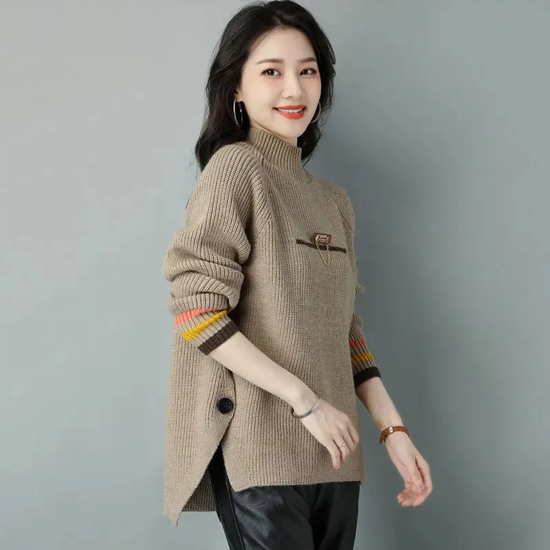 Full Rib Design Sweaters In Brown - Ailime Designs