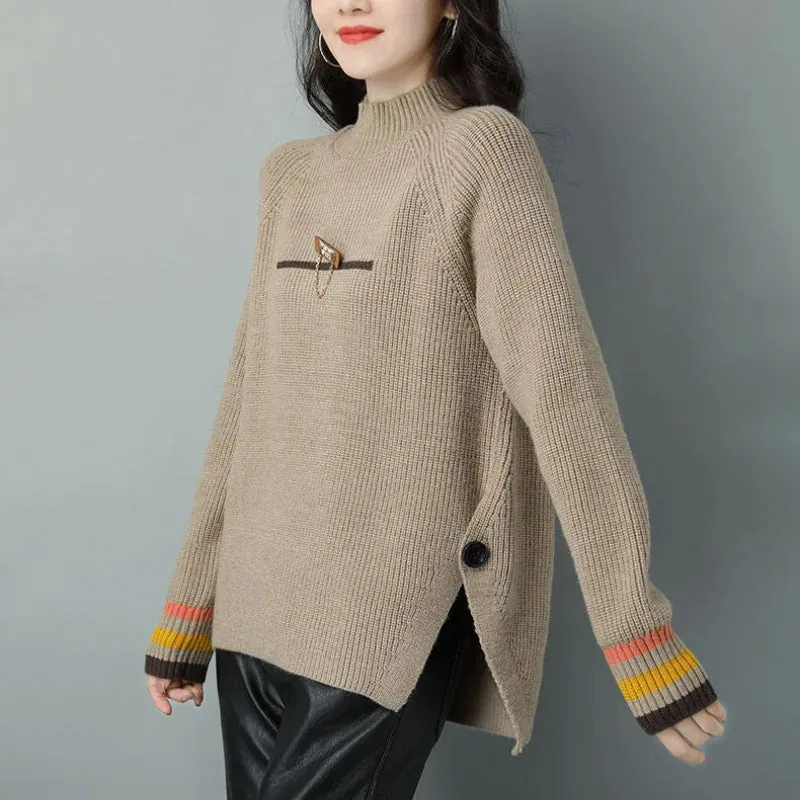 Full Rib Design Sweaters In Brown - Ailime Designs