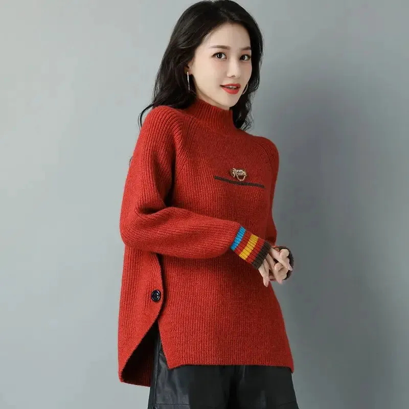 Full Rib Design Sweaters In Brown - Ailime Designs