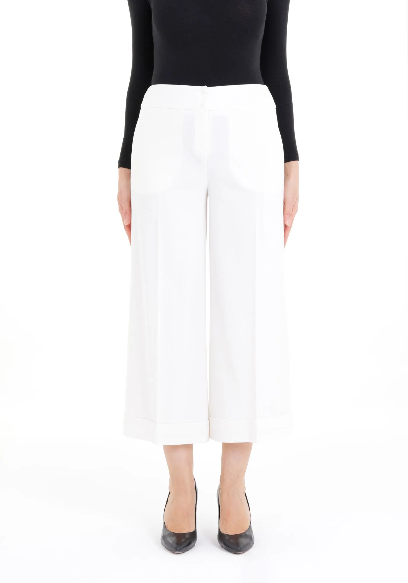 G-Line Ecru Wide Leg Cropped Pants