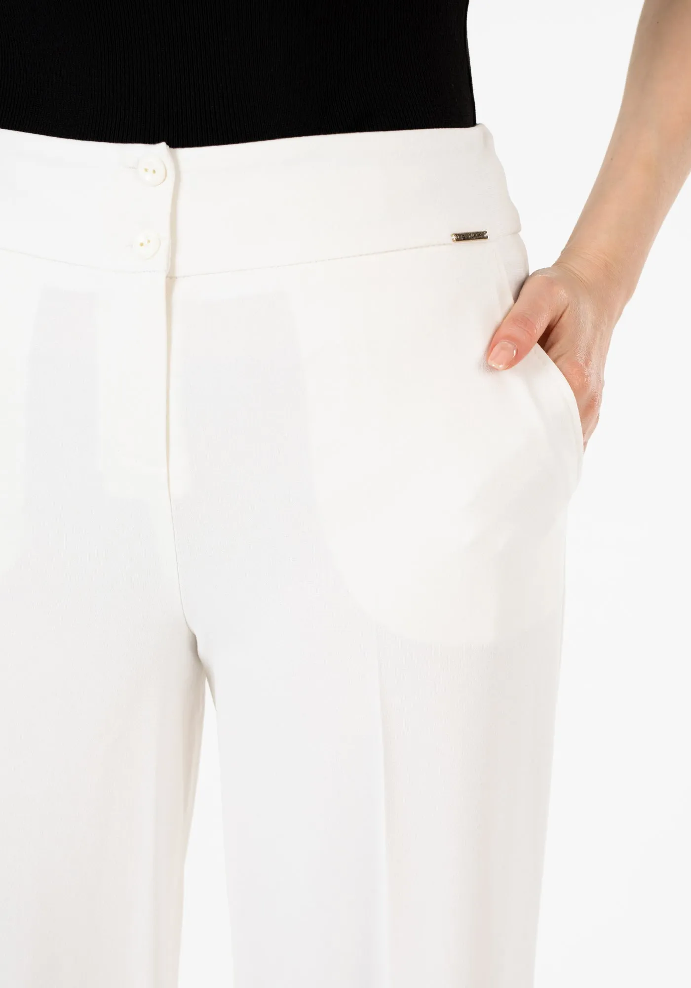 G-Line Ecru Wide Leg Cropped Pants
