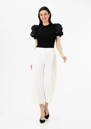 G-Line Ecru Wide Leg Cropped Pants