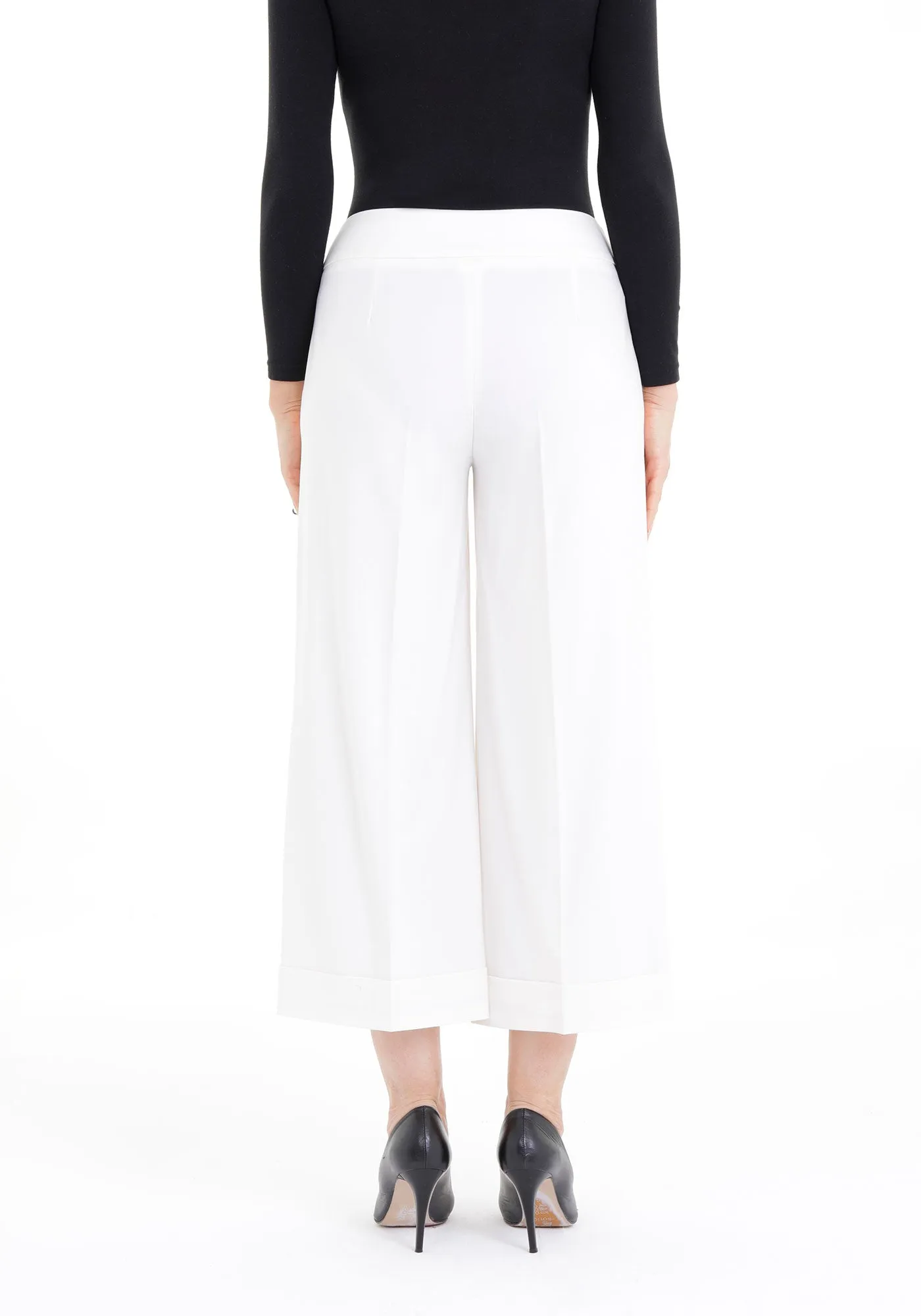 G-Line Ecru Wide Leg Cropped Pants