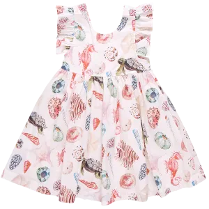 Girls Liv Dress - Watercolor Shells
