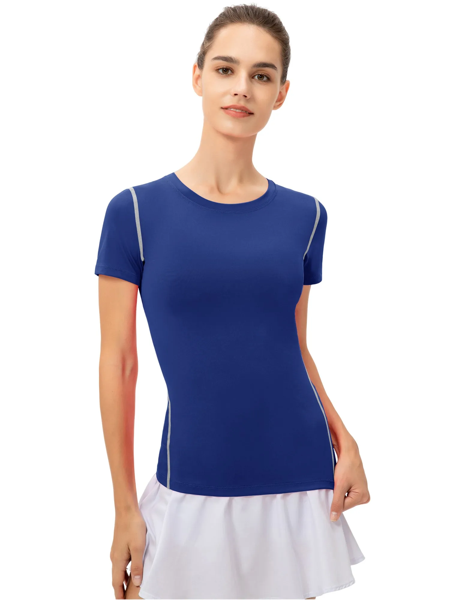 Hanerdun Womens 2PCS Quick Dry Workout Shirts Short Sleeve Yoga Tops Athletic Tight Tee