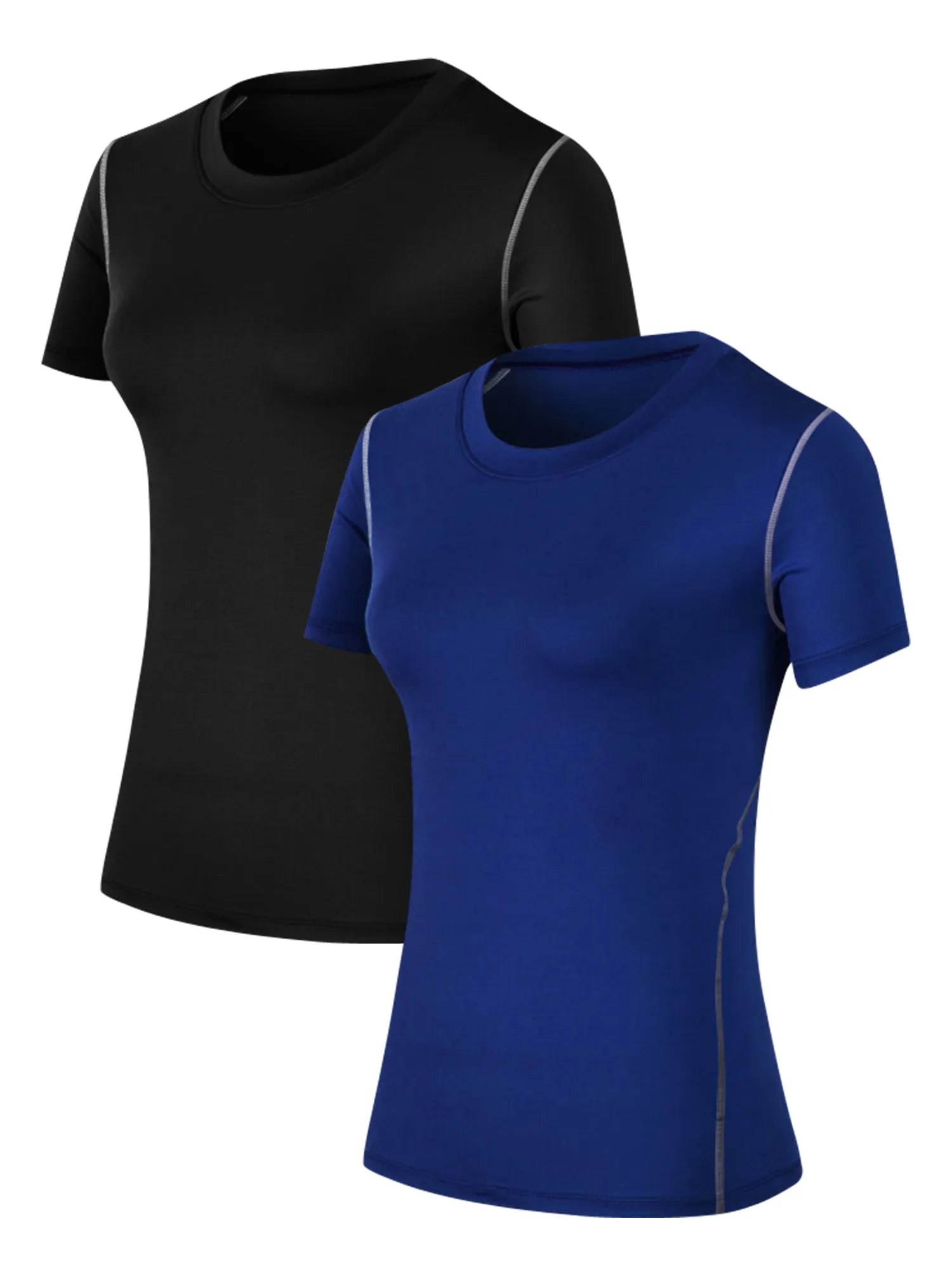 Hanerdun Womens 2PCS Quick Dry Workout Shirts Short Sleeve Yoga Tops Athletic Tight Tee