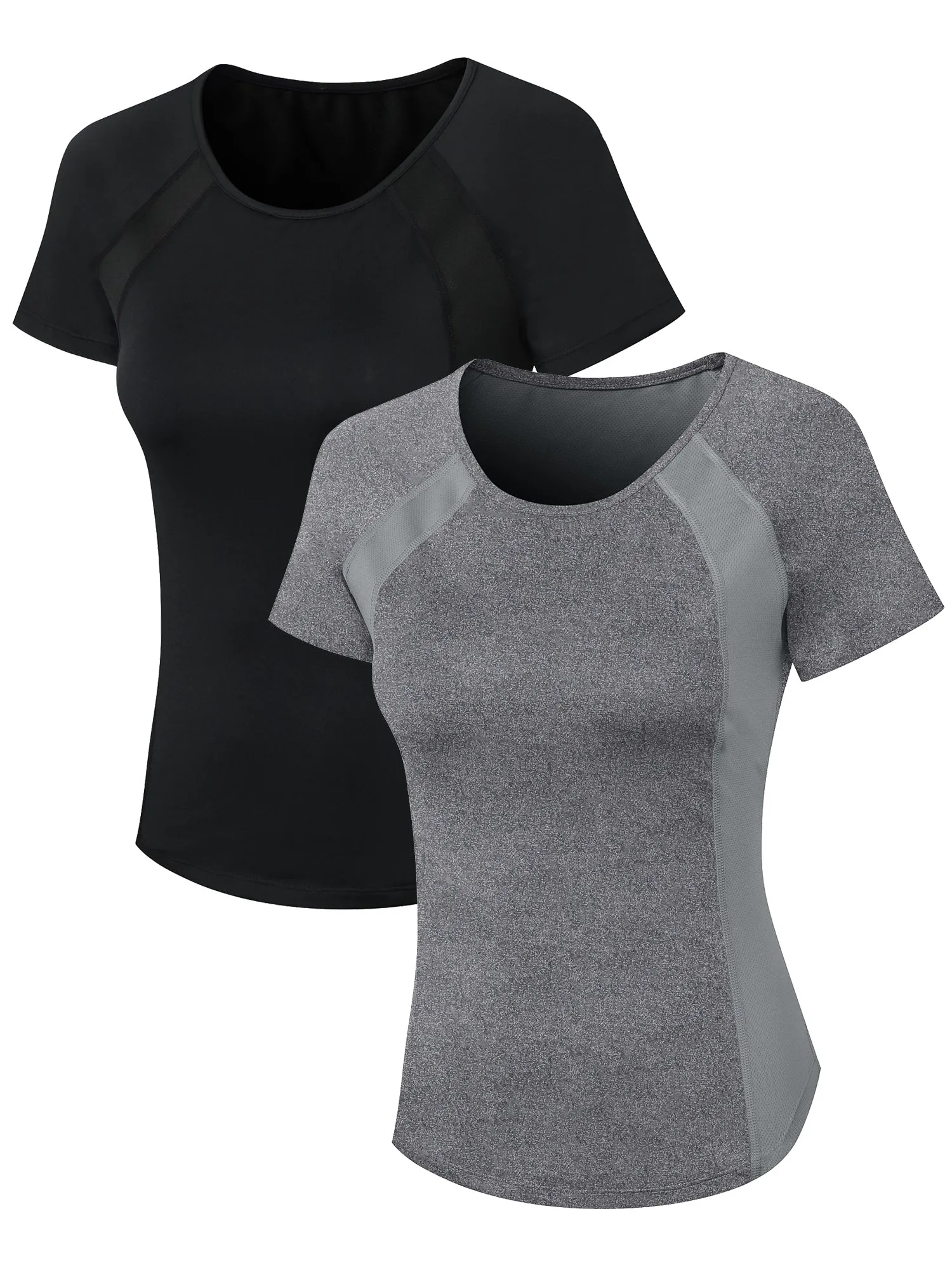 Hanerdun Womens 2PCS Workout Yoga Shirts Quick Dry Athletic Tops Short Sleeve Crew Neck Tees