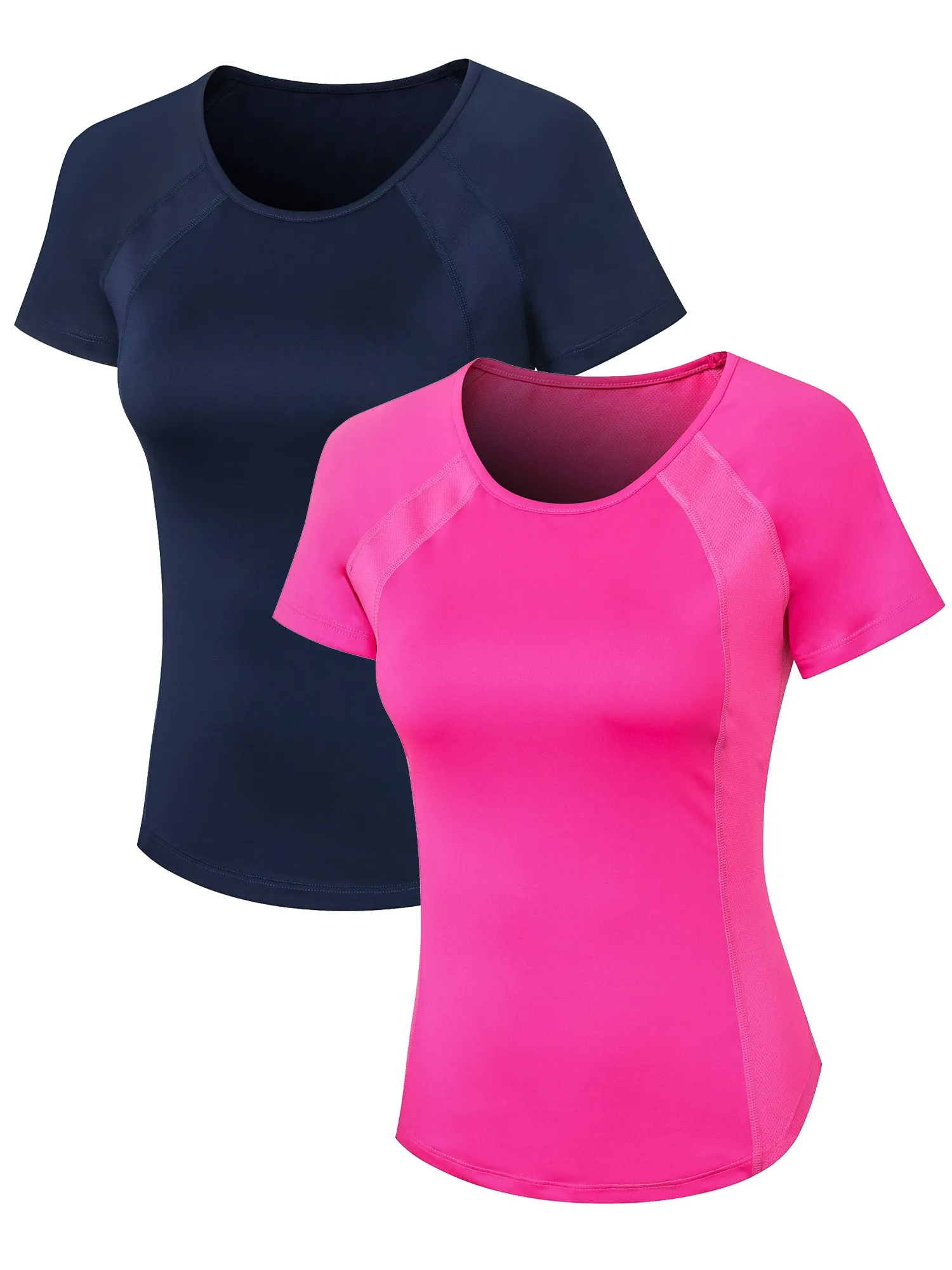 Hanerdun Womens 2PCS Workout Yoga Shirts Quick Dry Athletic Tops Short Sleeve Crew Neck Tees