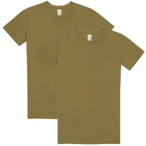 Have It Tall Classic Cotton T Shirt, Coyote Brown, 2 Pack