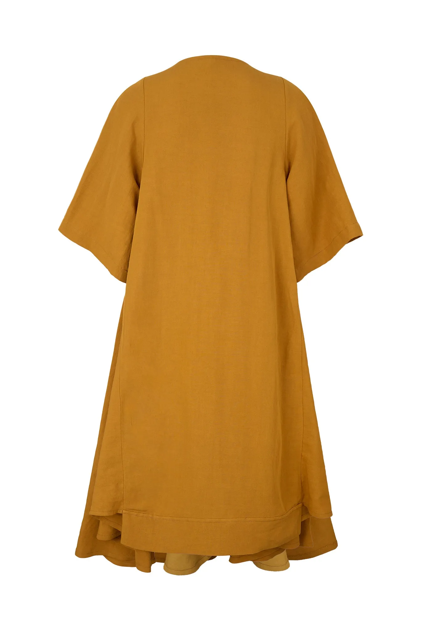 Juno Linen Blend Dress With Contrasting Panel