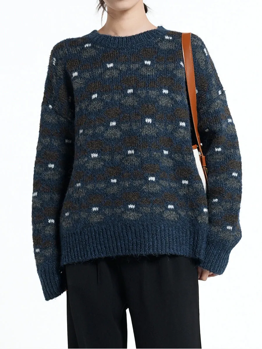 Loose Printed Knit Sweater