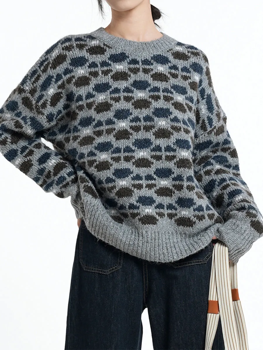 Loose Printed Knit Sweater
