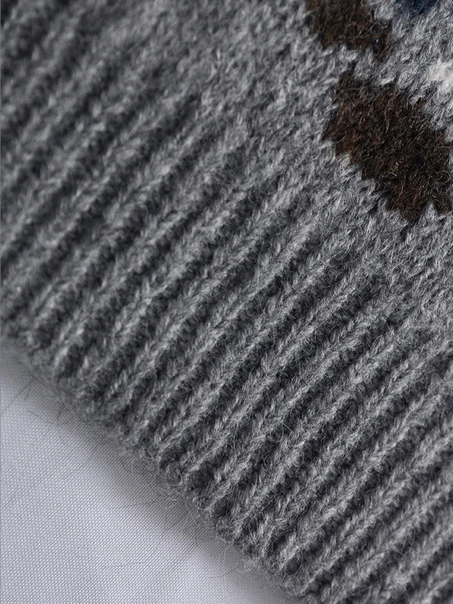 Loose Printed Knit Sweater