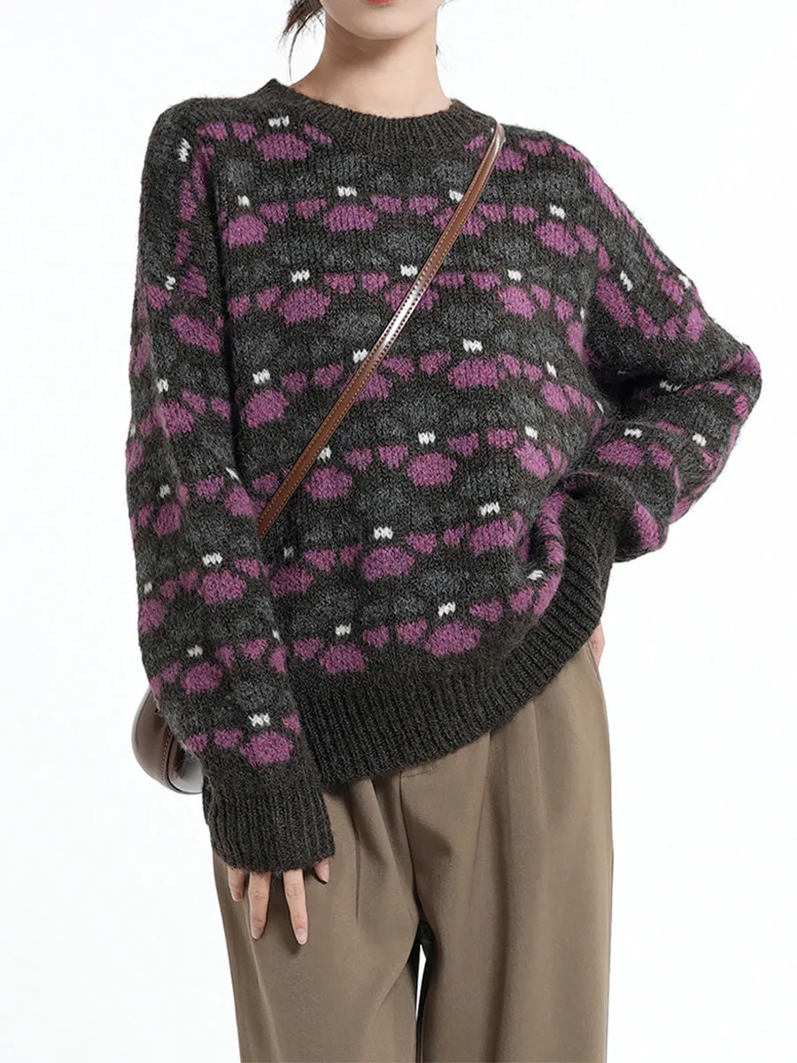 Loose Printed Knit Sweater