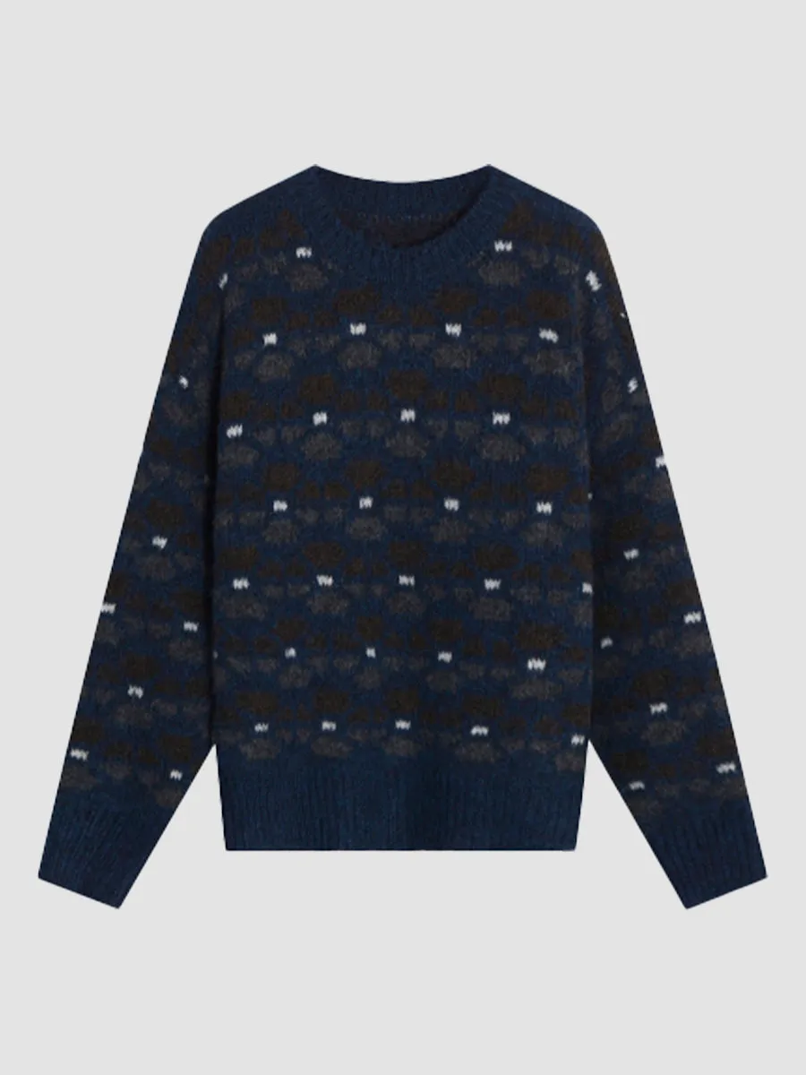 Loose Printed Knit Sweater
