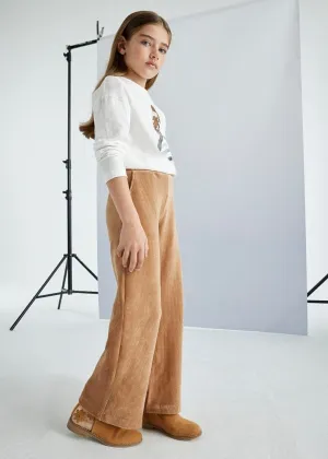 Mayoral Flared Corduroy Knit Pants for Girls in Cinnamon