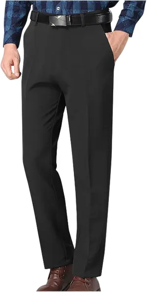 Mens Slim Fit Dress Pants Trendy Flat Front Straight Dress Pants Classic Lightweight Casual Solid Suit Trousers