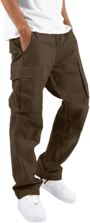 Mens Tactical Pants Cargo Sweatpants Heavyweight Baggy Pants with Pockets Joggers Pant Athletic Trousers