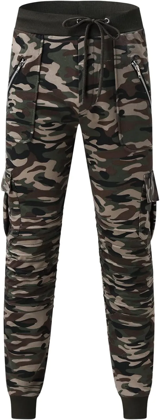 Mens Workout Cargo Sweatpants Fit Cargo Pants for Men Stretch Men's Slim Fit Fleece Pants Winter Big and Tall Stretch