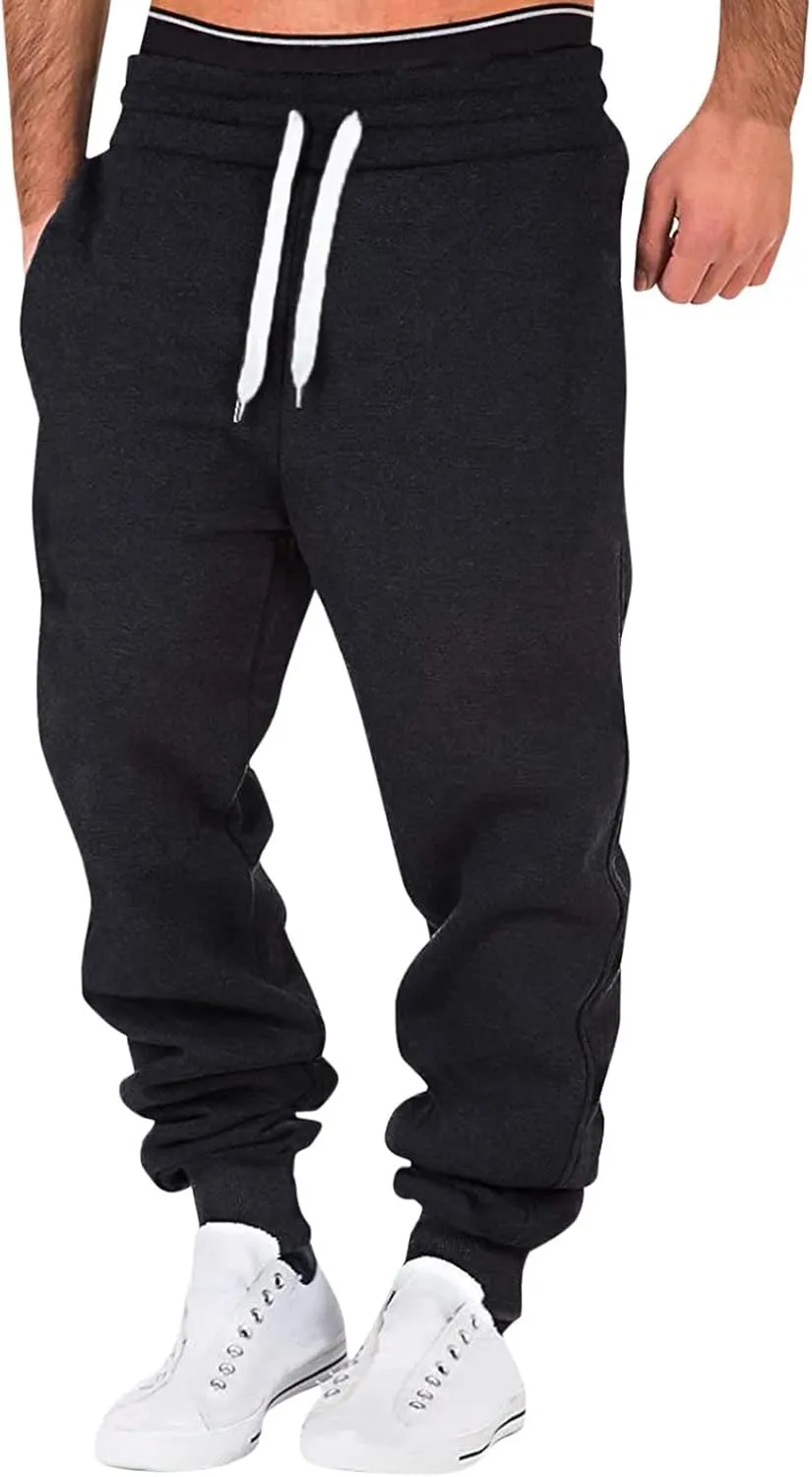 Mens Workout Cargo Sweatpants Flat Front Straight Fit Pants Outdoor Sports Military Ripstop Men's Baggy Pants Thermal
